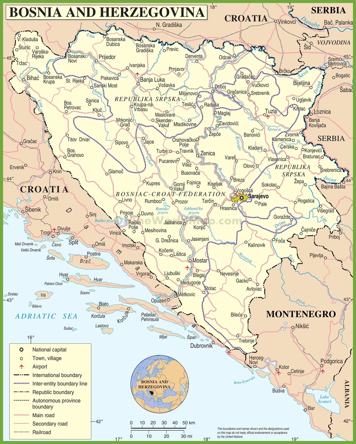 Karte von Bosnien-Straße