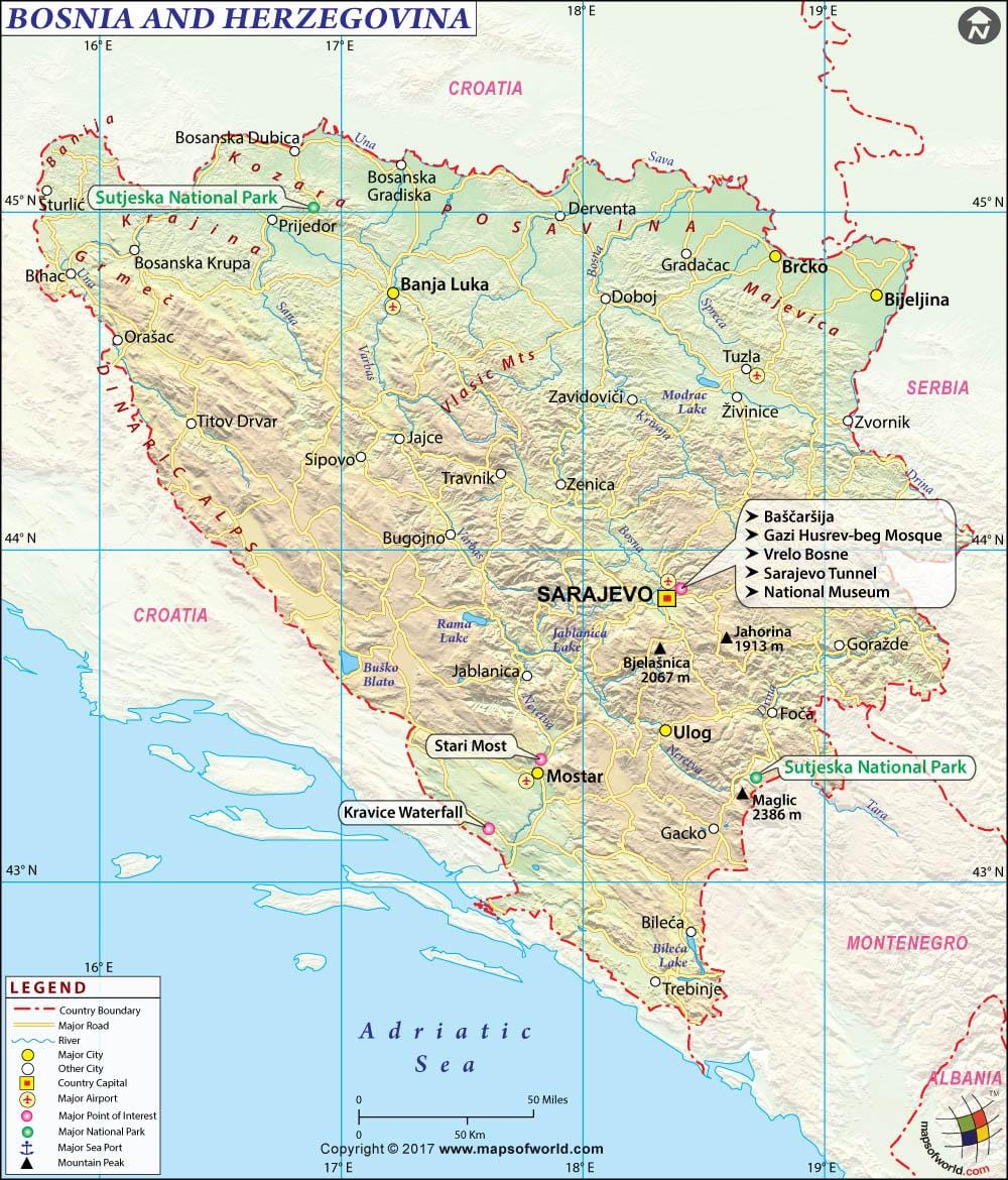 Karte von Bosnien Land