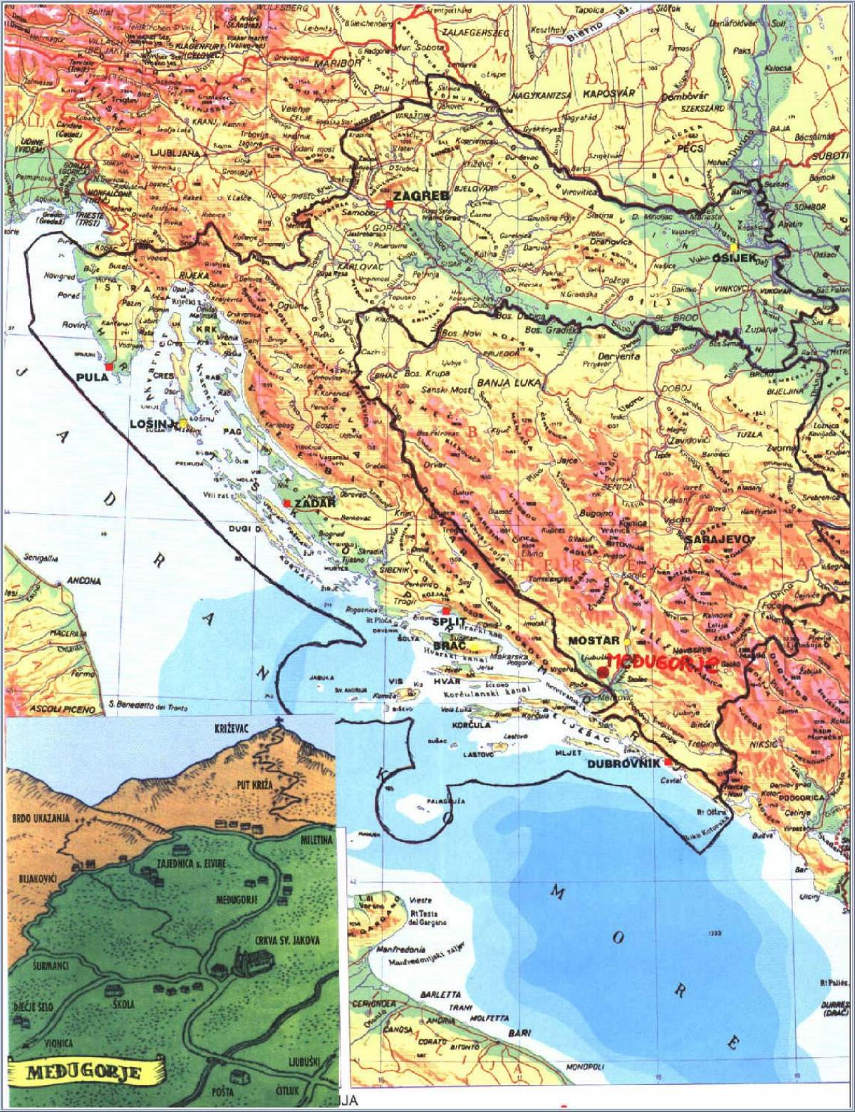 Karte von medjugorje Bosnien-Herzegowina