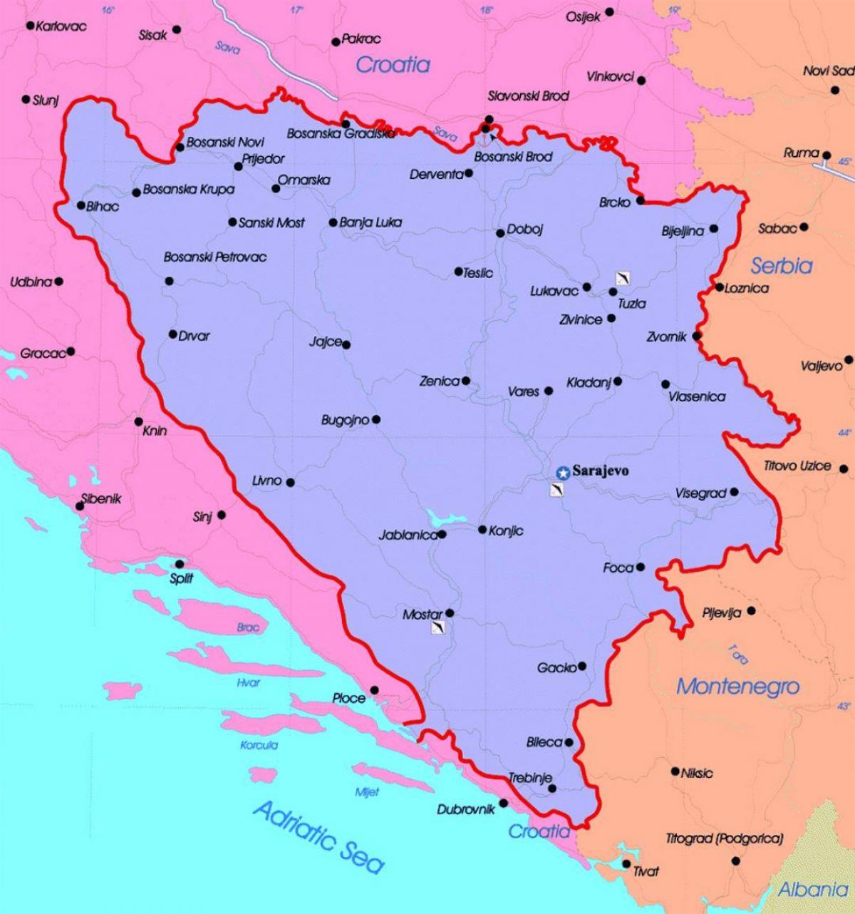 Bosnien und Herzegowina politische Karte